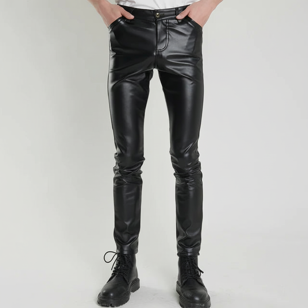 Skinny fit leren broek