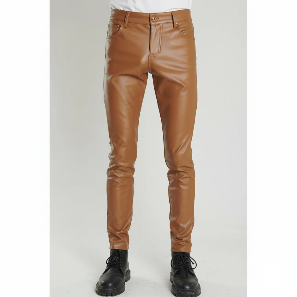 Skinny fit leren broek