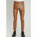 Skinny fit leren broek