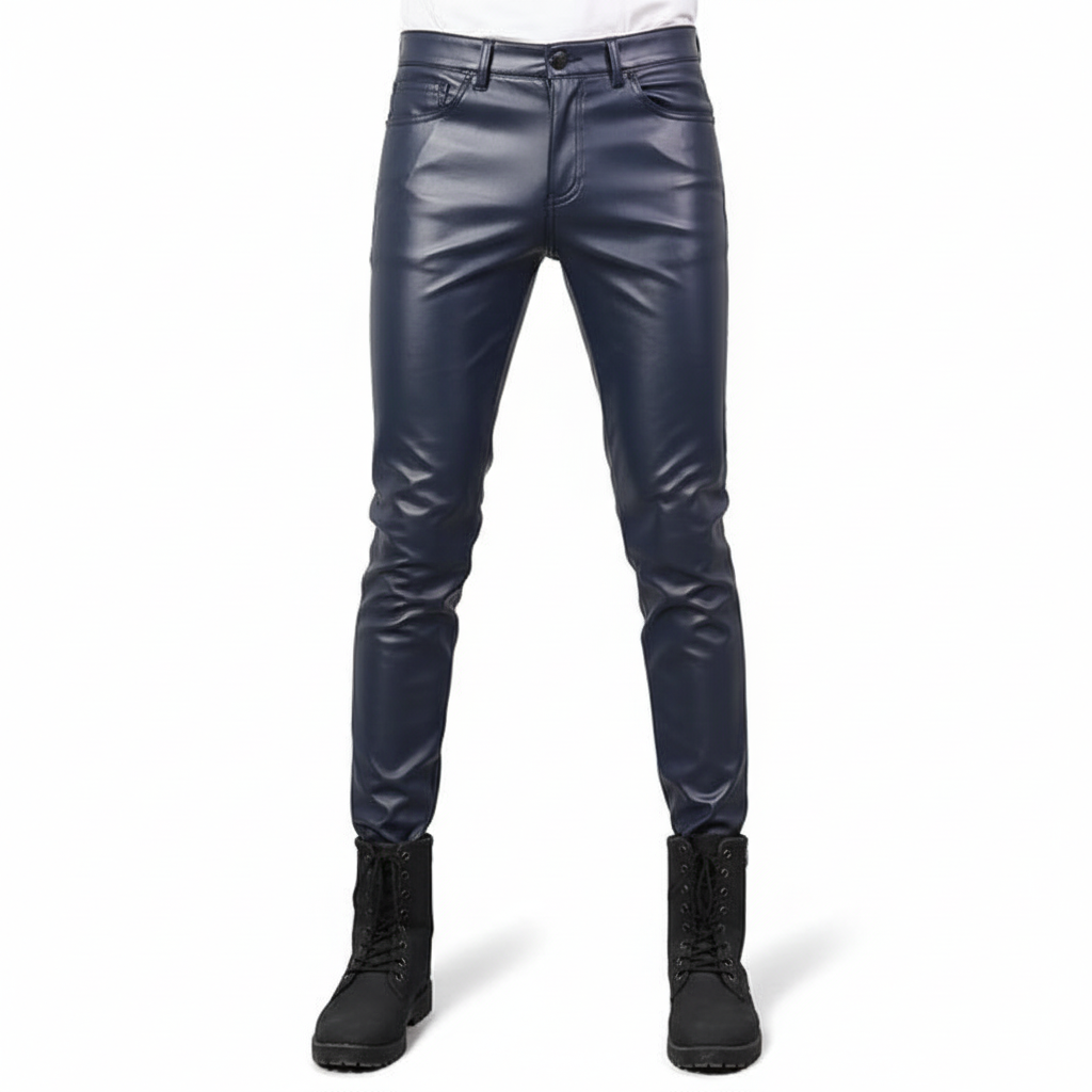 Skinny fit leren broek