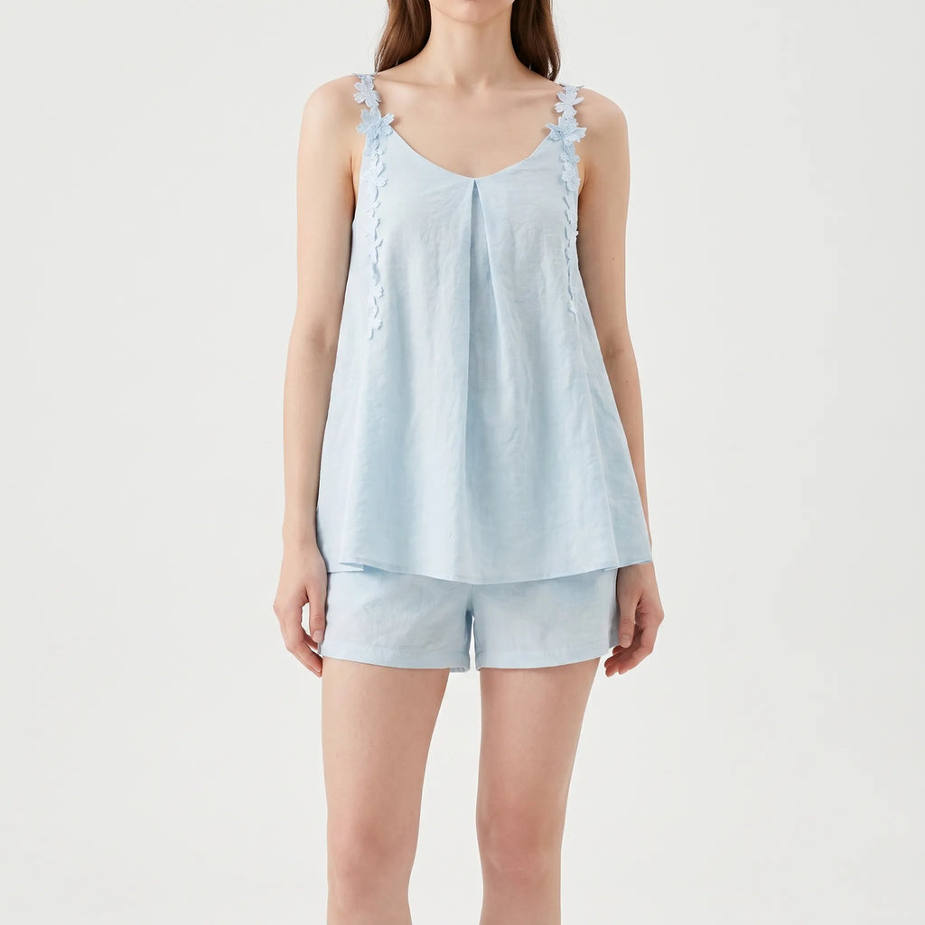Mouwloze pyjama-shortset