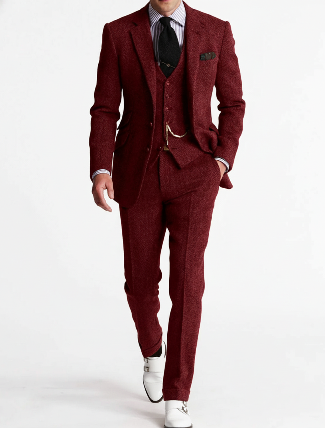 Ata | Driedelig slim-fit herenpak met gladde pantalon