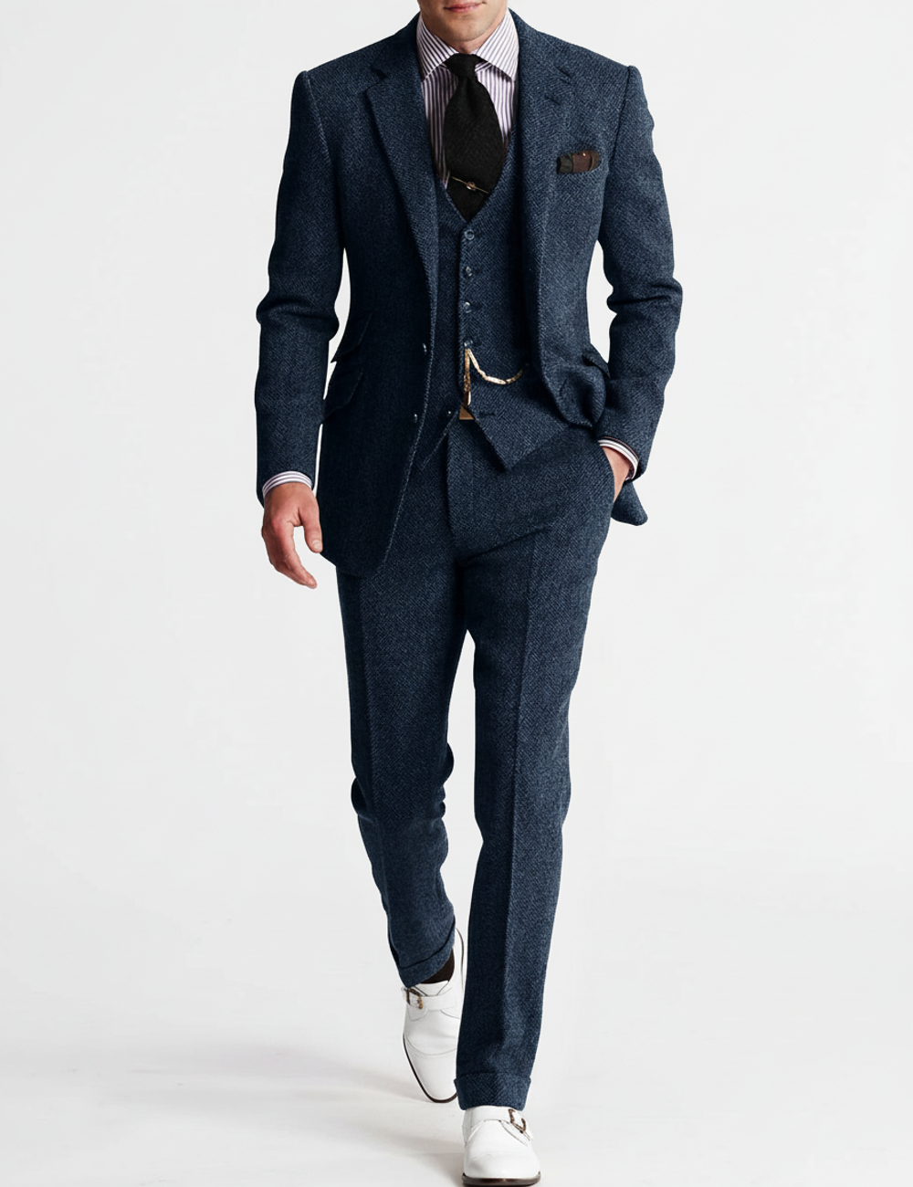 Ata | Driedelig slim-fit herenpak met gladde pantalon