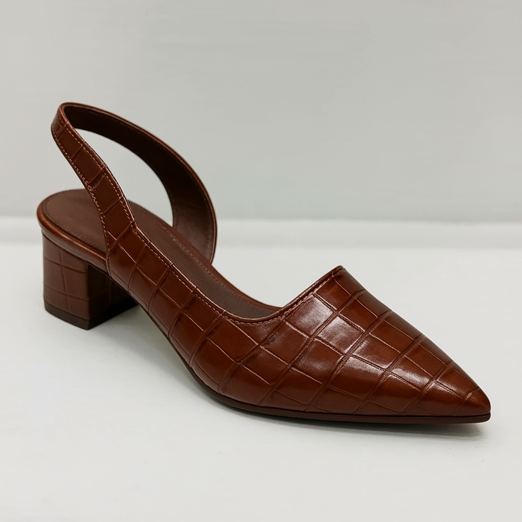 Slingback pumps met blokhak