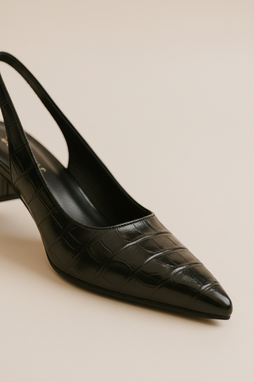 Slingback pumps met blokhak