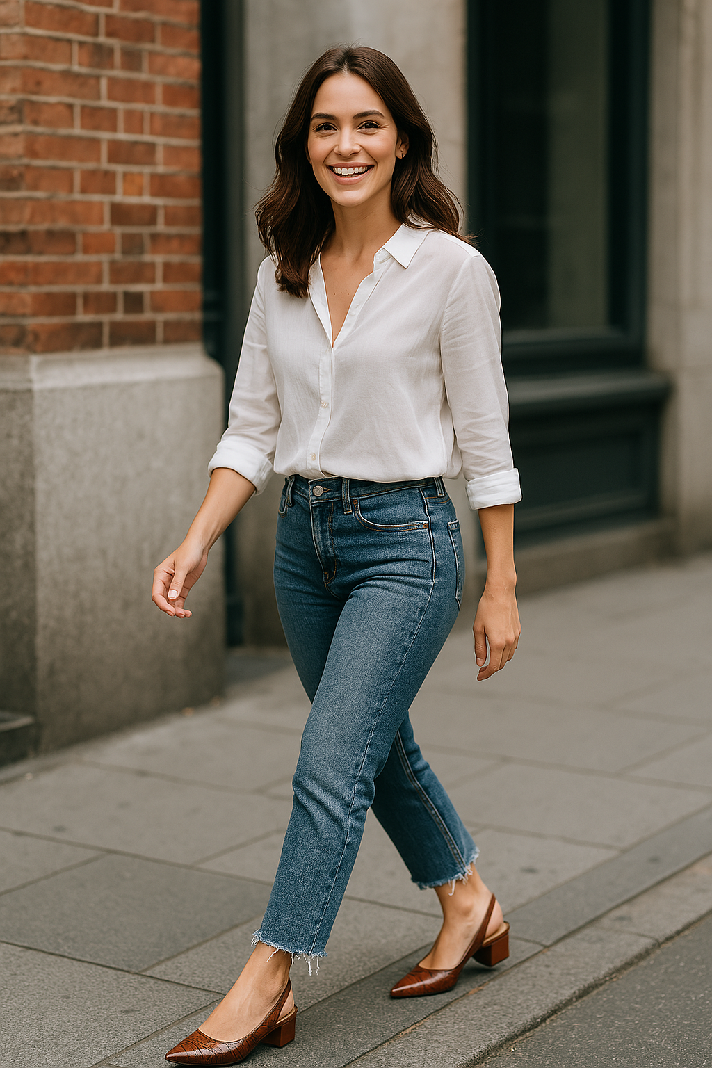 Slingback pumps met blokhak