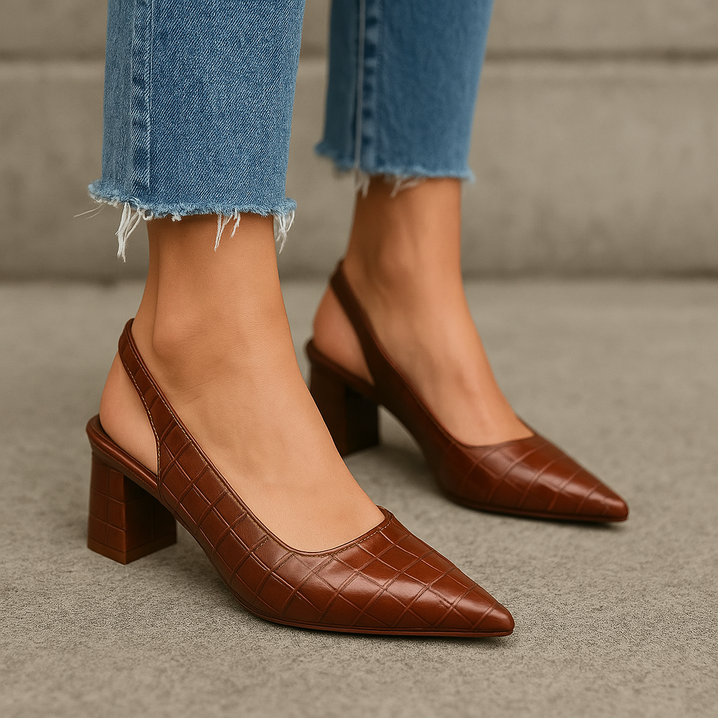 Slingback pumps met blokhak