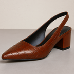Slingback pumps met blokhak