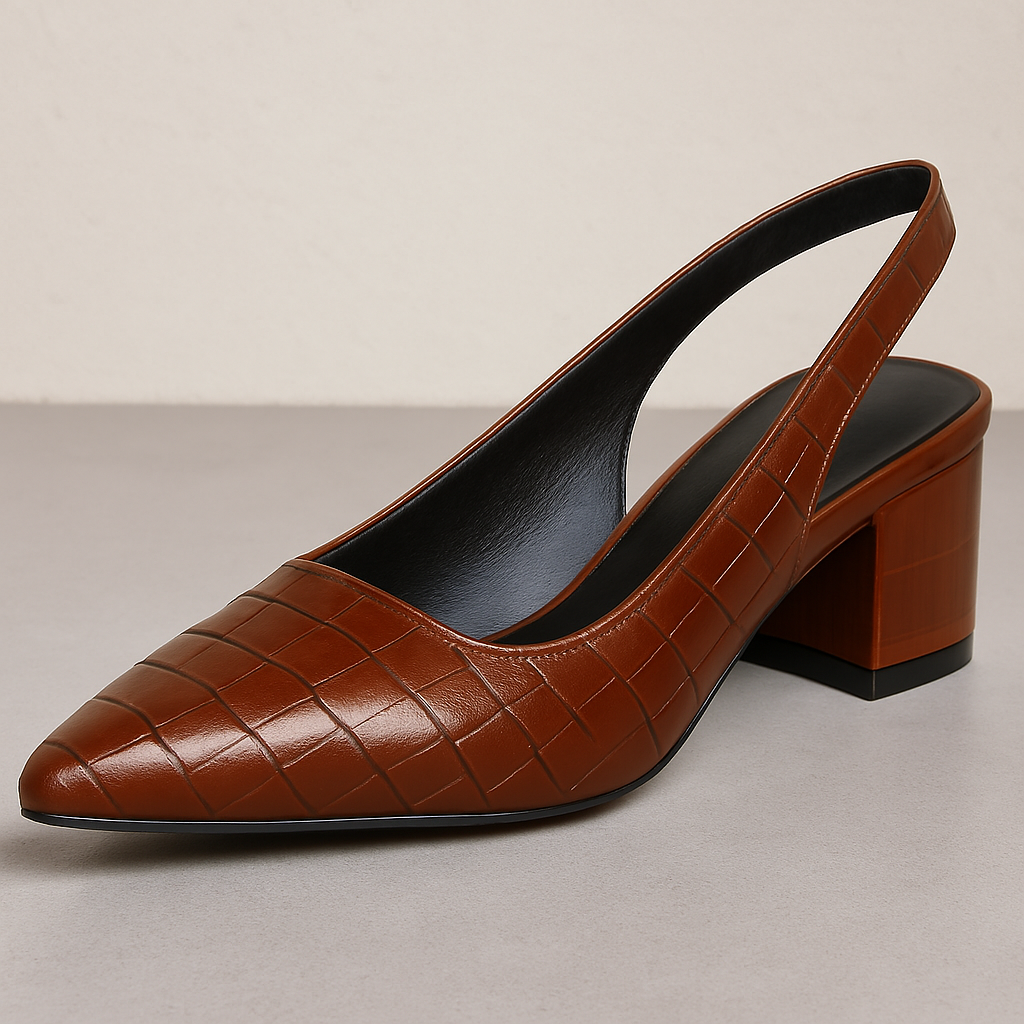 Slingback pumps met blokhak