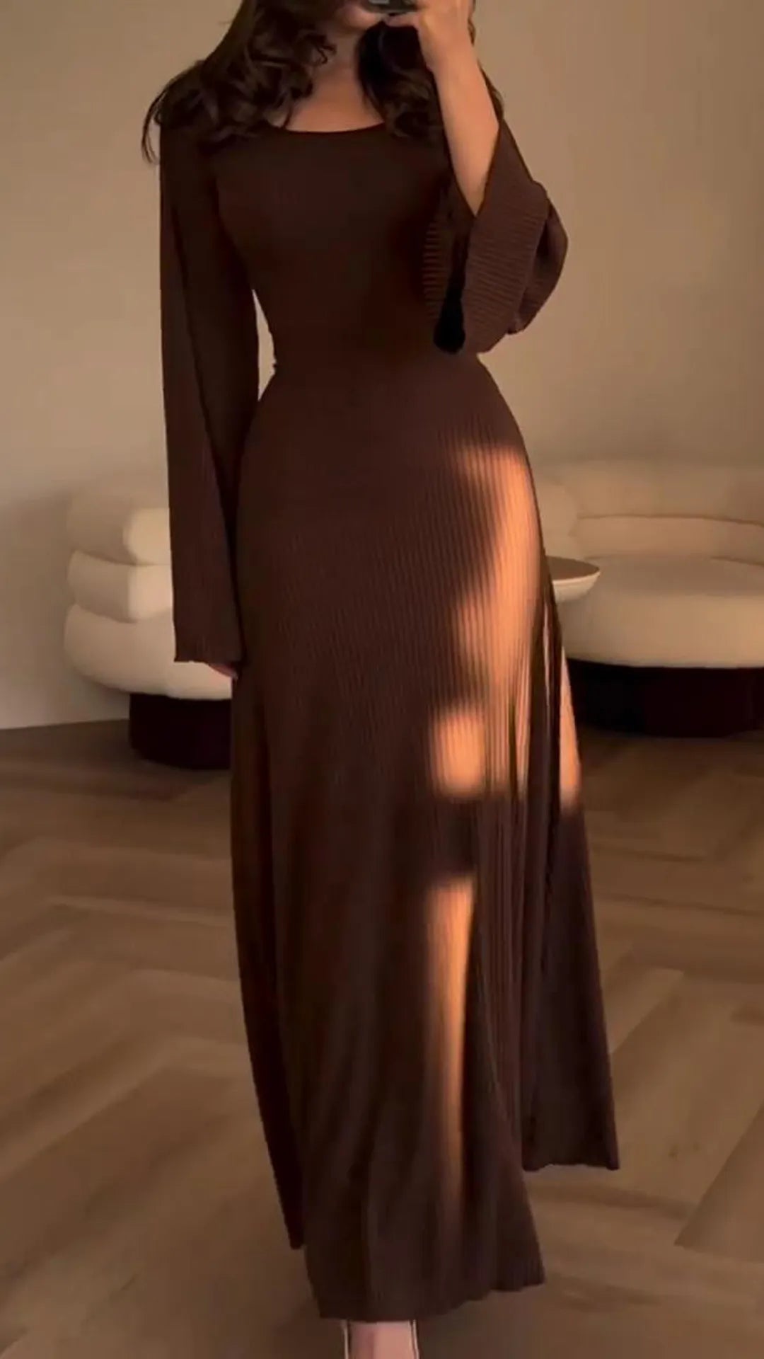 Bodycon maxi jurk met vetersluiting