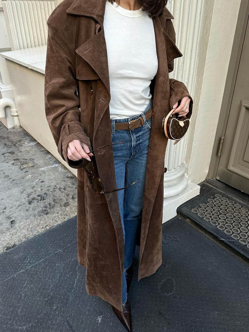 Faux suede winterjas voor dames