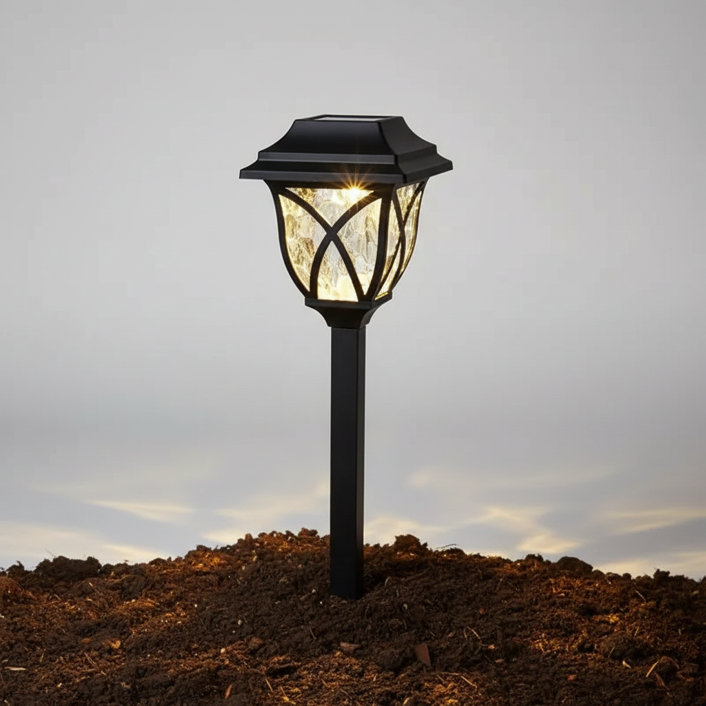 Zonnepadlamp van roestvrij staal en kunststof
