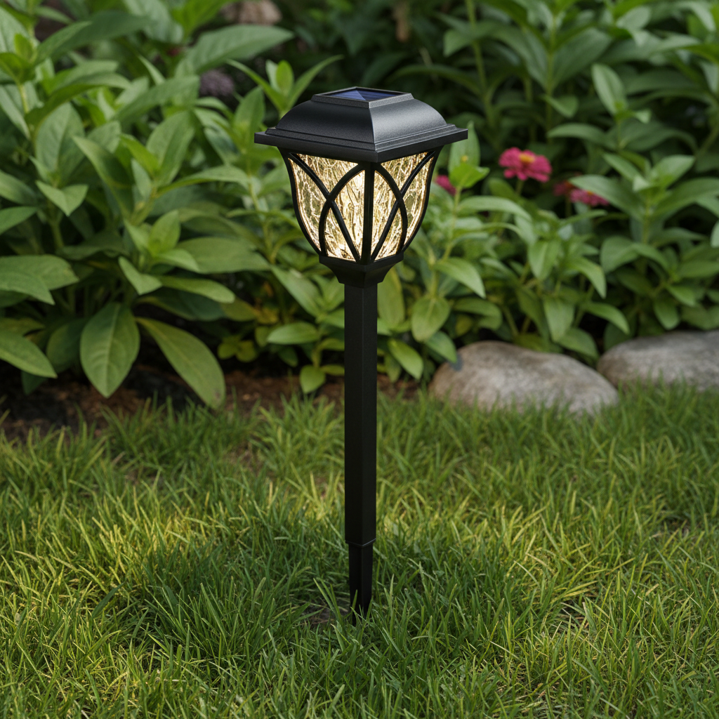 Zonnepadlamp van roestvrij staal en kunststof