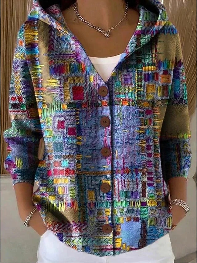 Xanthe | Licht damesvest met capuchon en knopen
