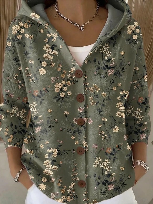 Xanthe | Licht damesvest met capuchon en knopen
