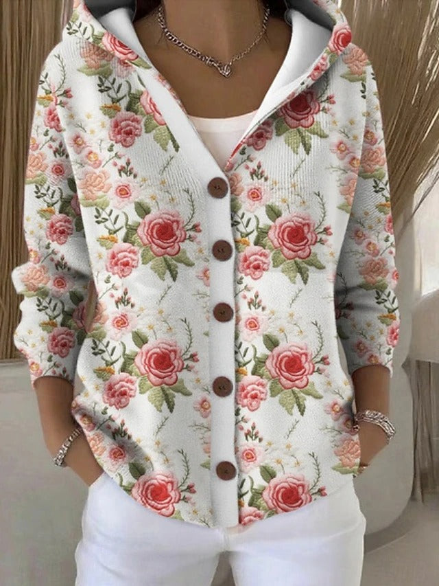 Xanthe | Licht damesvest met capuchon en knopen