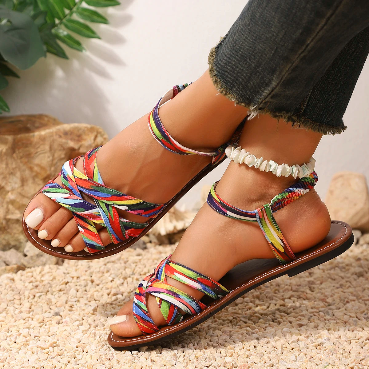 Uniseks zomersandalen met gevlochten kruisbanden