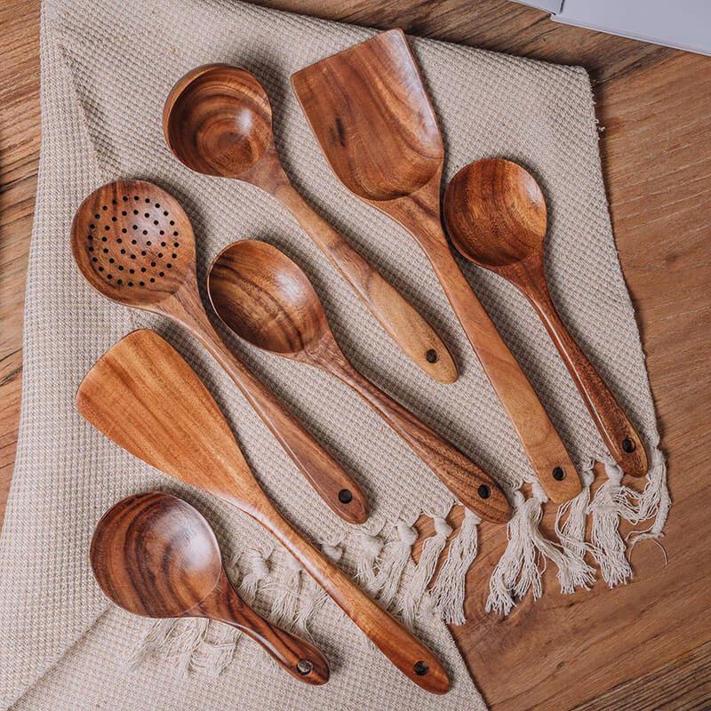 Natuurlijke houten keukenset