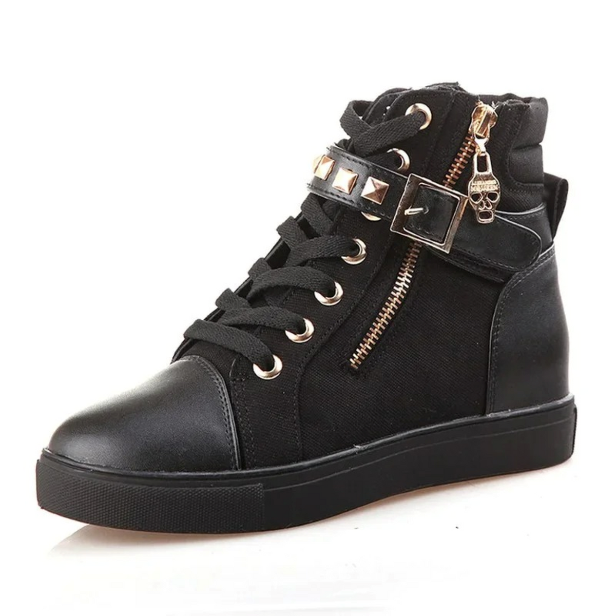 Witte leren hoge sneakers met rits voor dames