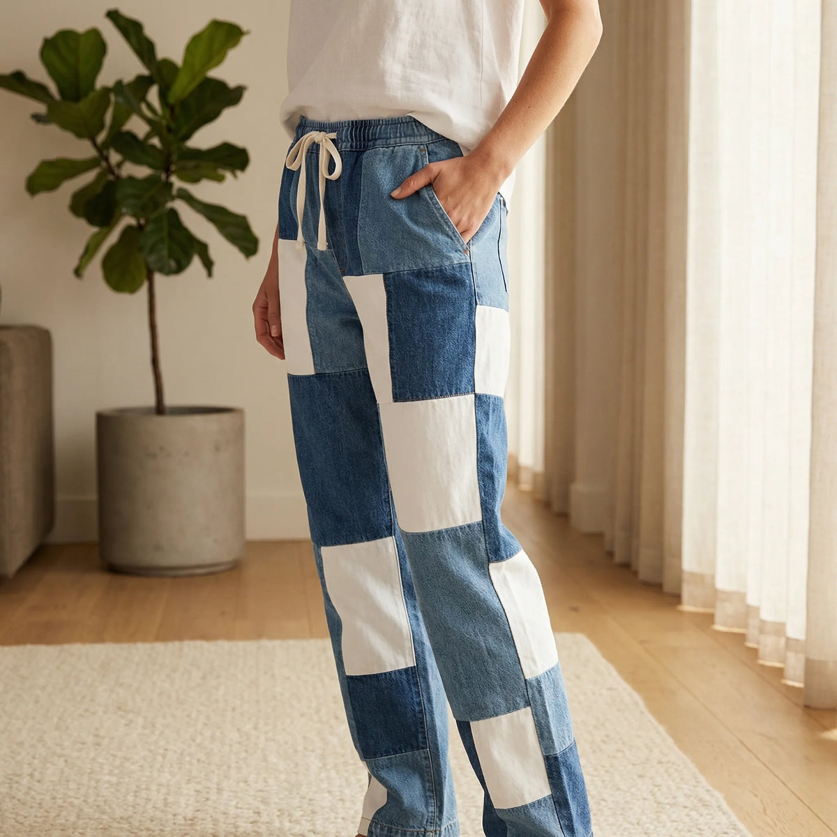 Bedrukte casualbroek met rechte pijpen