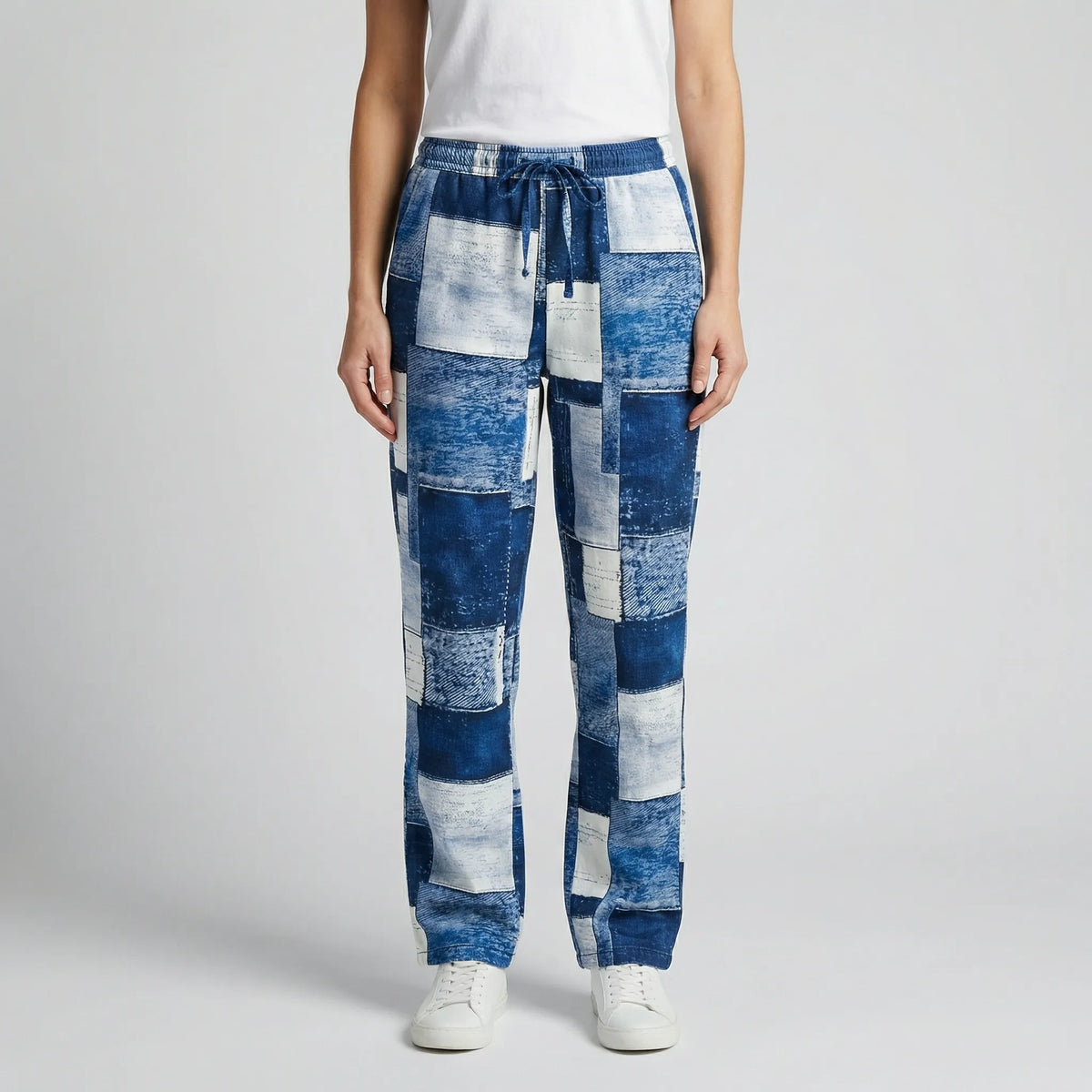 Bedrukte casualbroek met rechte pijpen