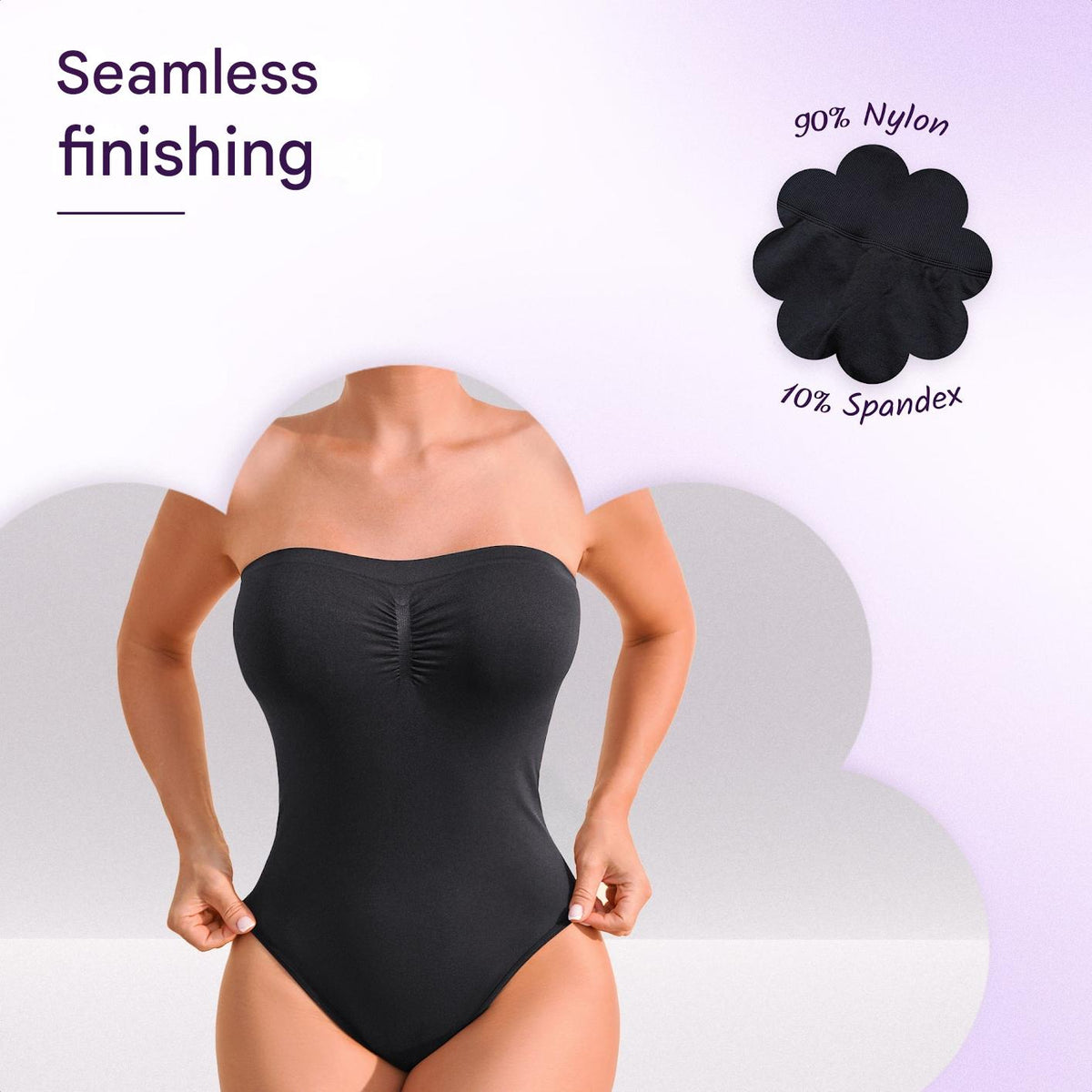 Naadloze strapless corrigerende bodysuit met slip