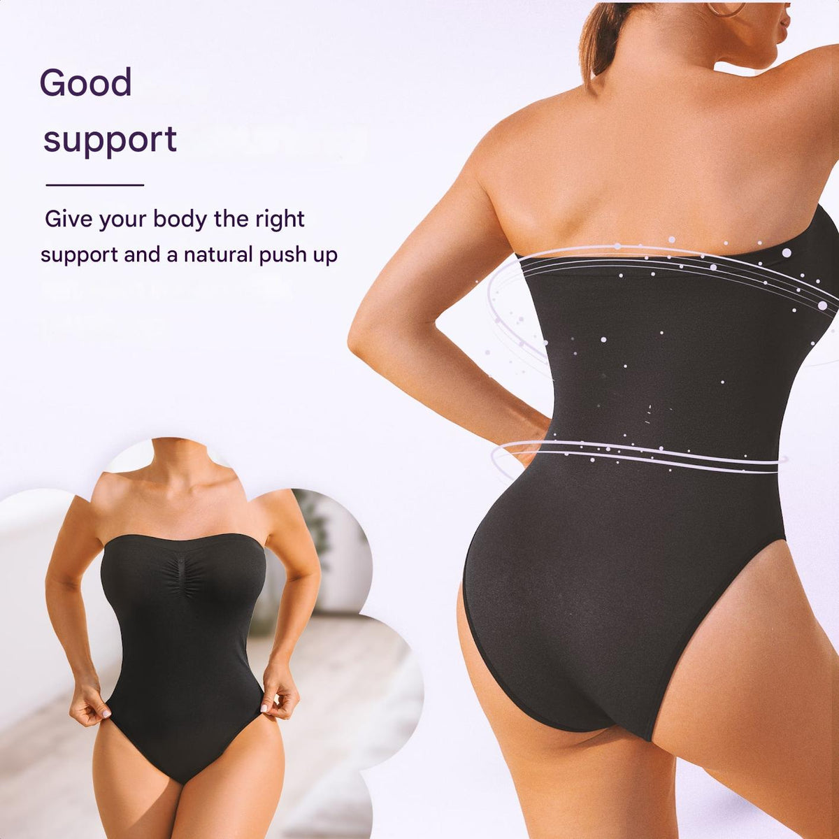 Naadloze strapless corrigerende bodysuit met slip
