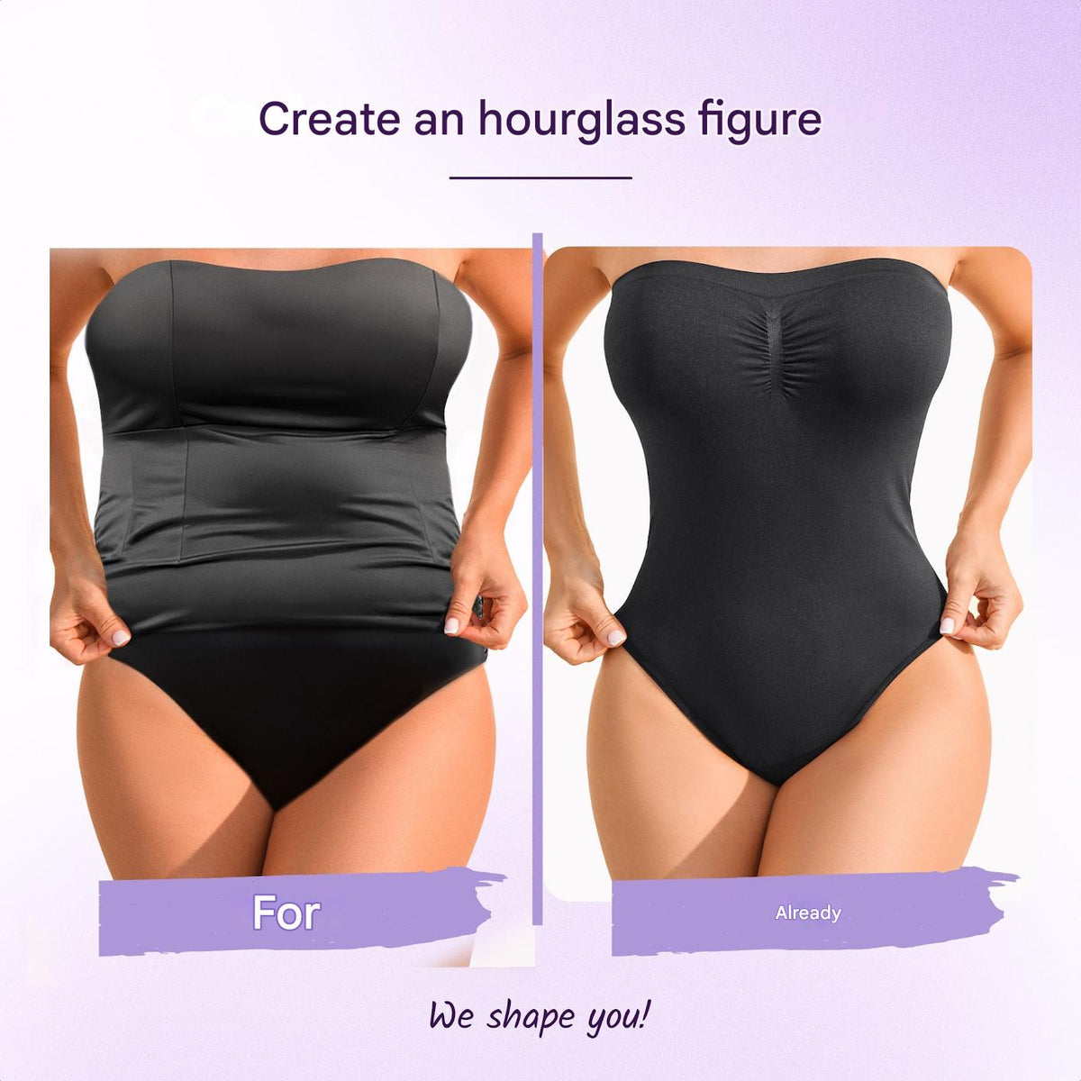 Naadloze strapless corrigerende bodysuit met slip