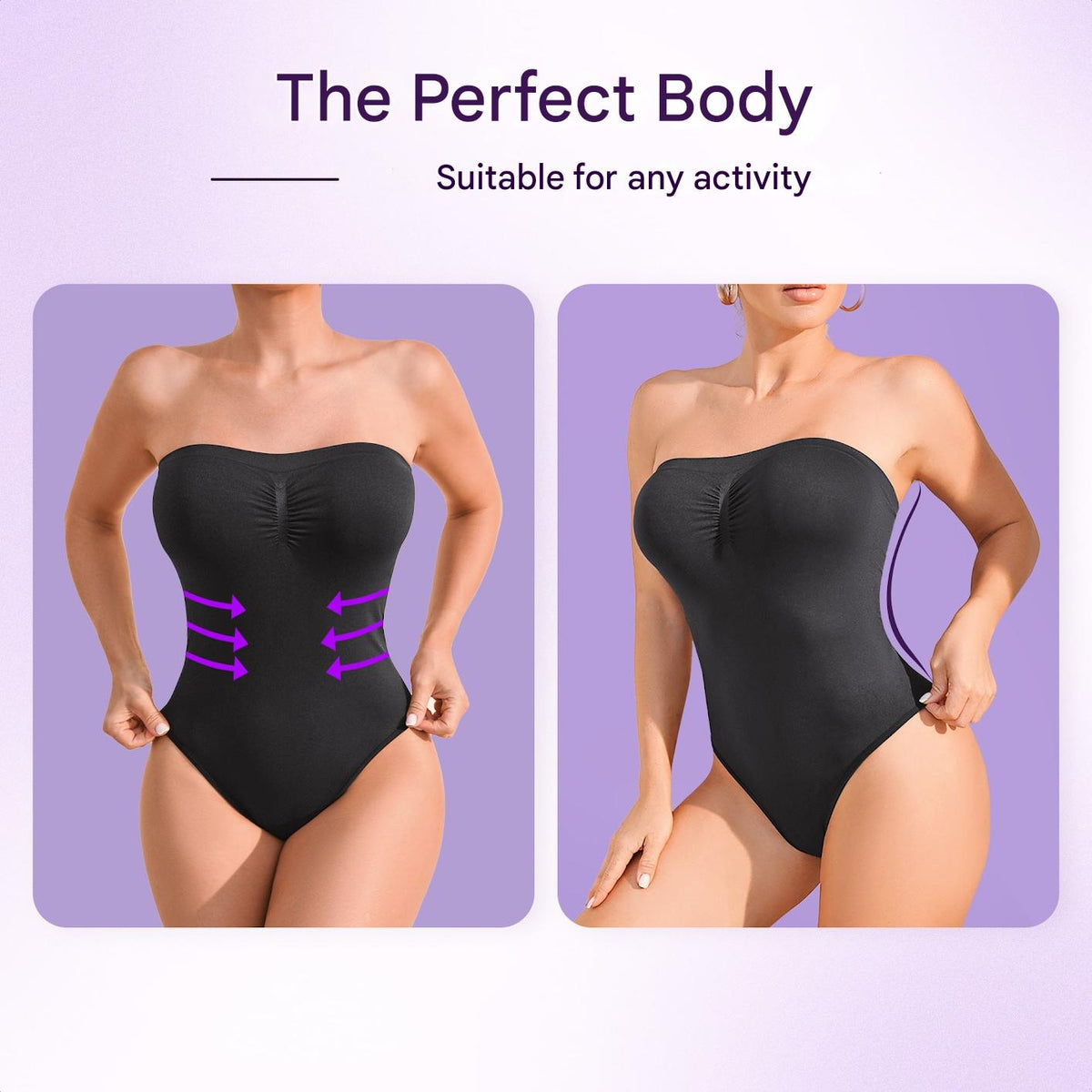 Naadloze strapless corrigerende bodysuit met slip