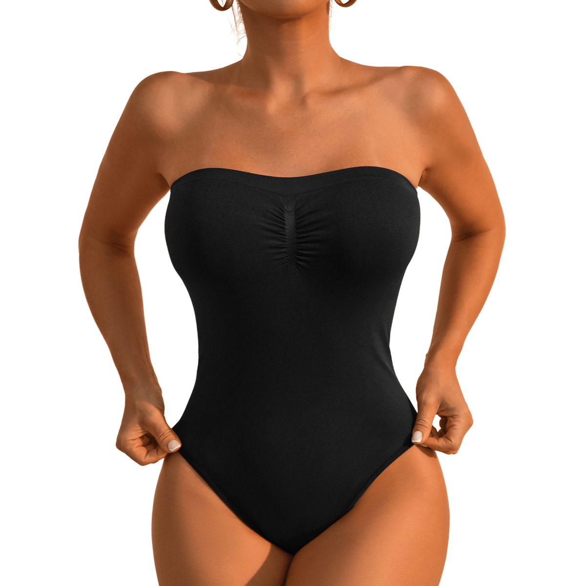 Naadloze strapless corrigerende bodysuit met slip
