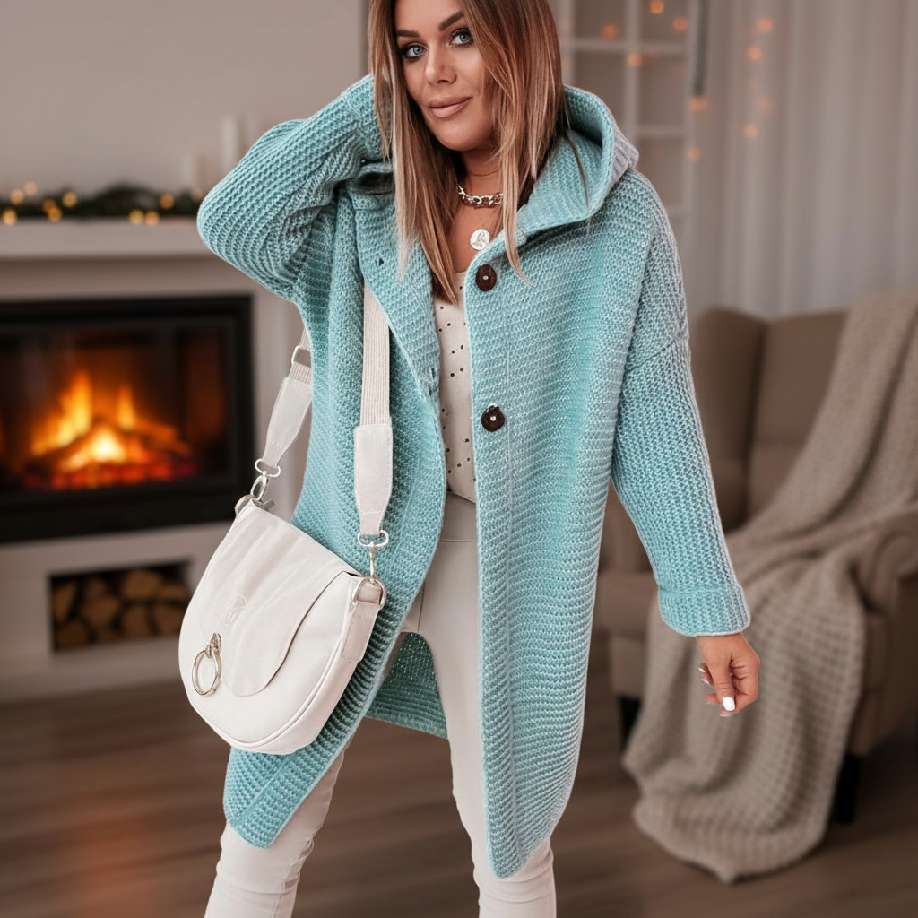 Gebreide vest met capuchon