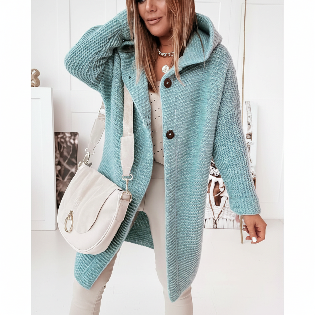 Gebreide vest met capuchon