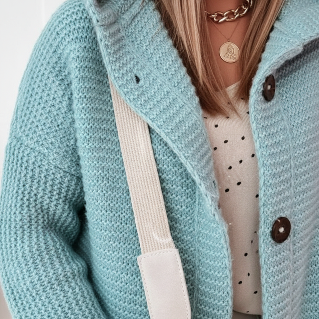 Gebreide vest met capuchon
