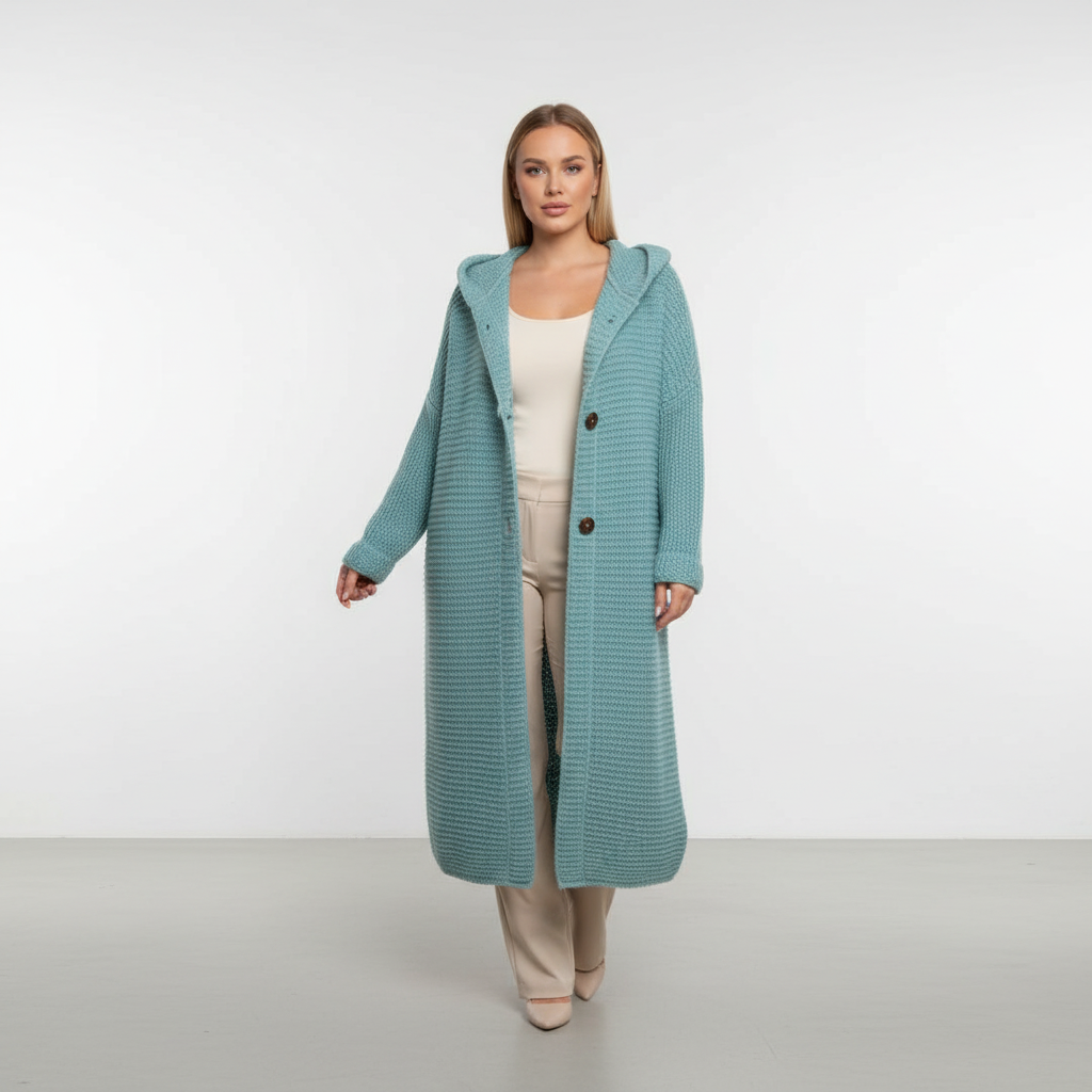 Gebreide vest met capuchon