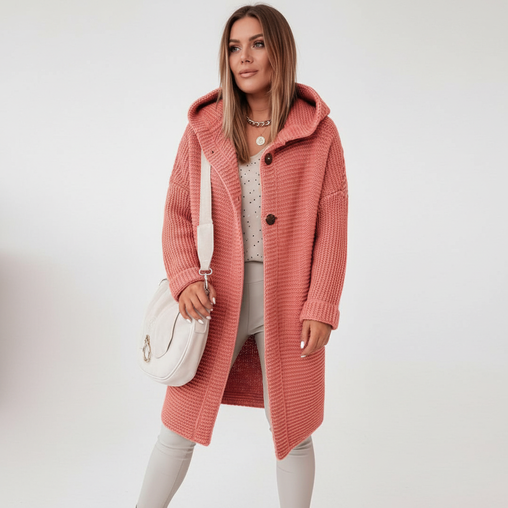 Gebreide vest met capuchon