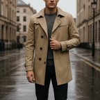 Gestructureerde trenchcoat met schoudervullingen