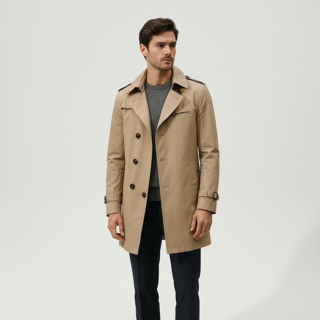 Gestructureerde trenchcoat met schoudervullingen