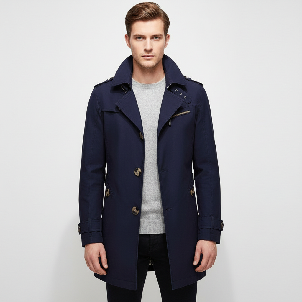 Gestructureerde trenchcoat met schoudervullingen
