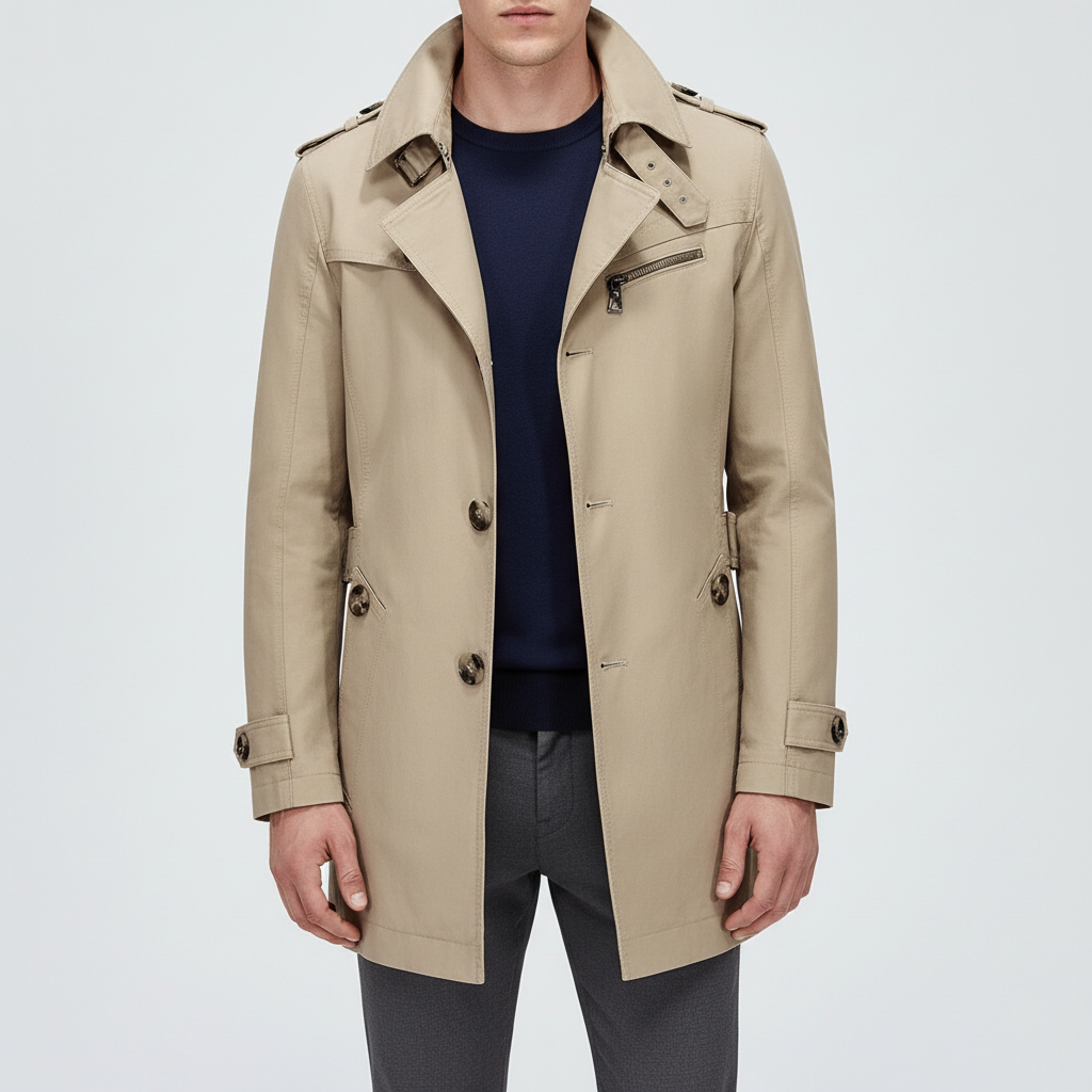 Gestructureerde trenchcoat met schoudervullingen