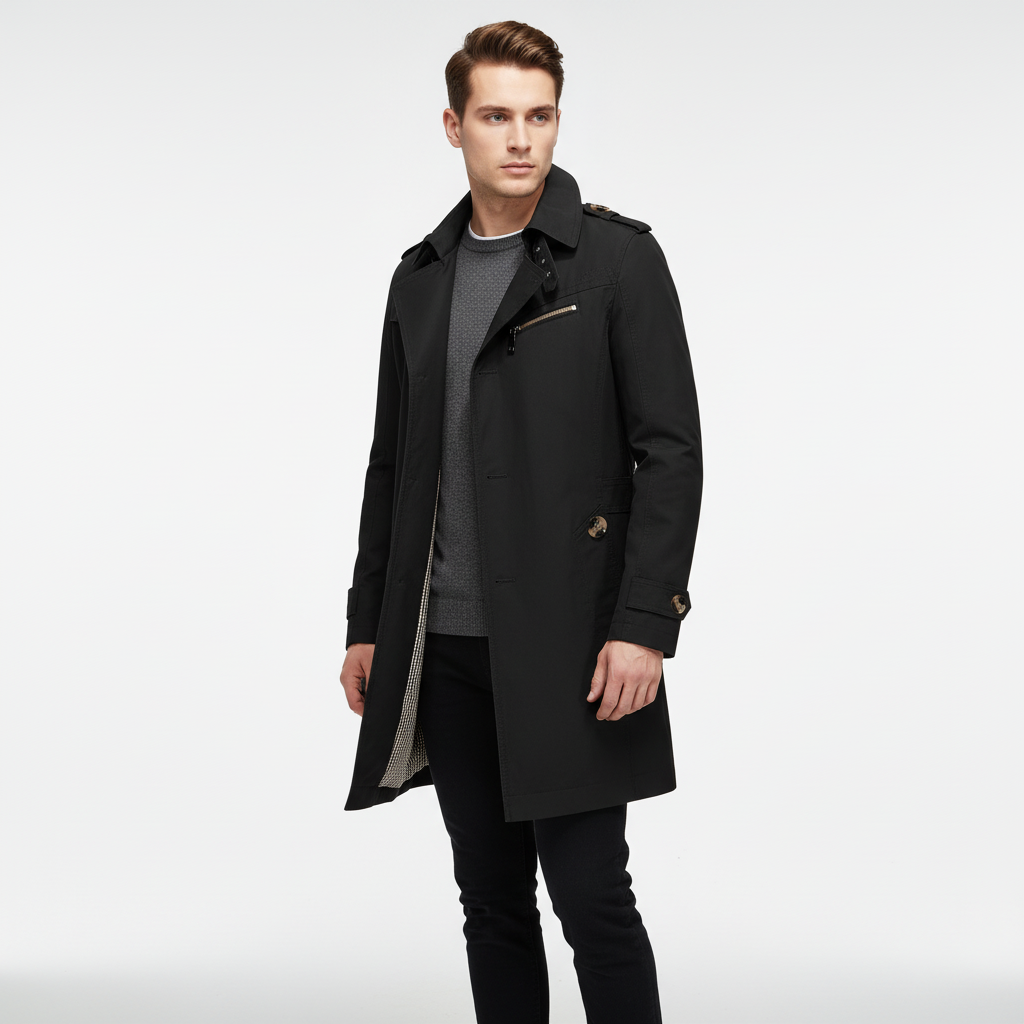 Gestructureerde trenchcoat met schoudervullingen