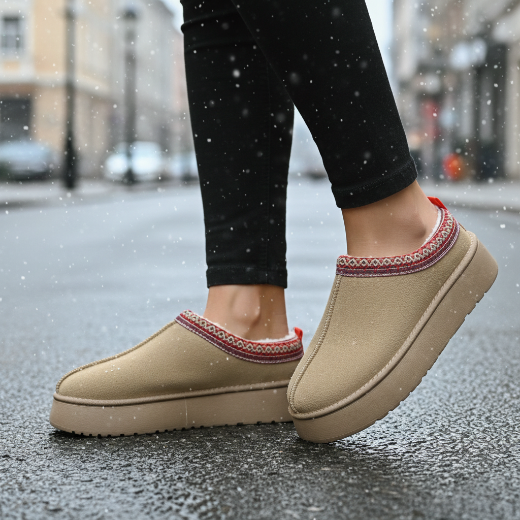 Wildlederlook huisschoenen met voering