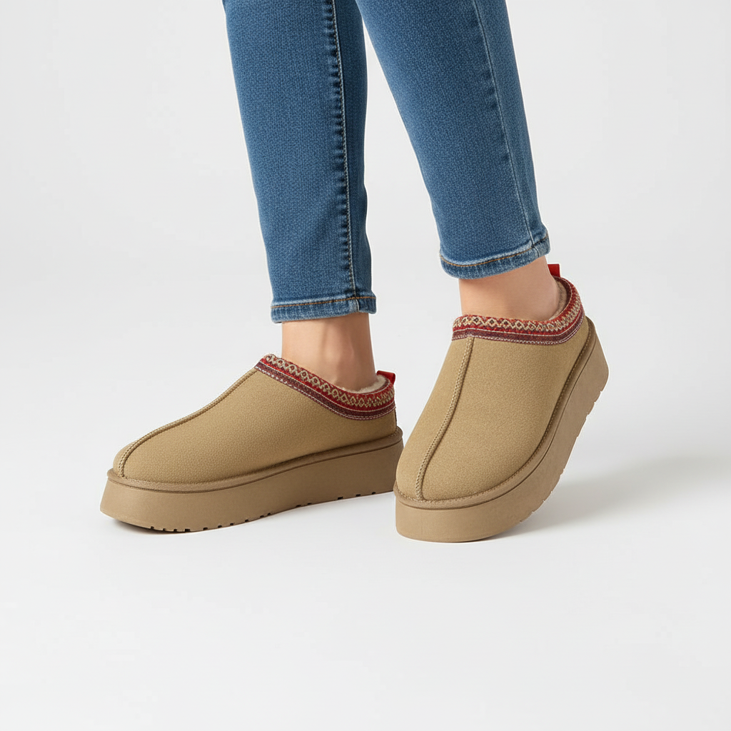 Wildlederlook huisschoenen met voering