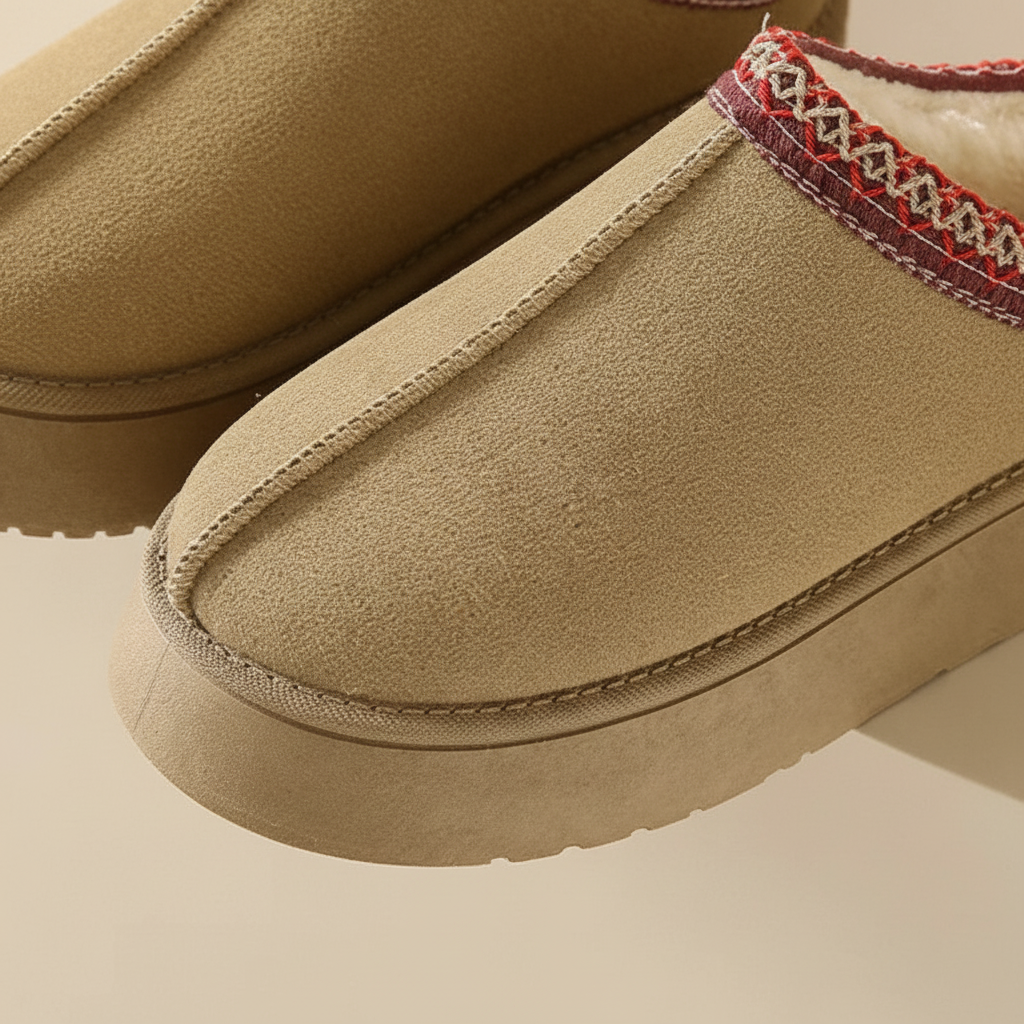Wildlederlook huisschoenen met voering
