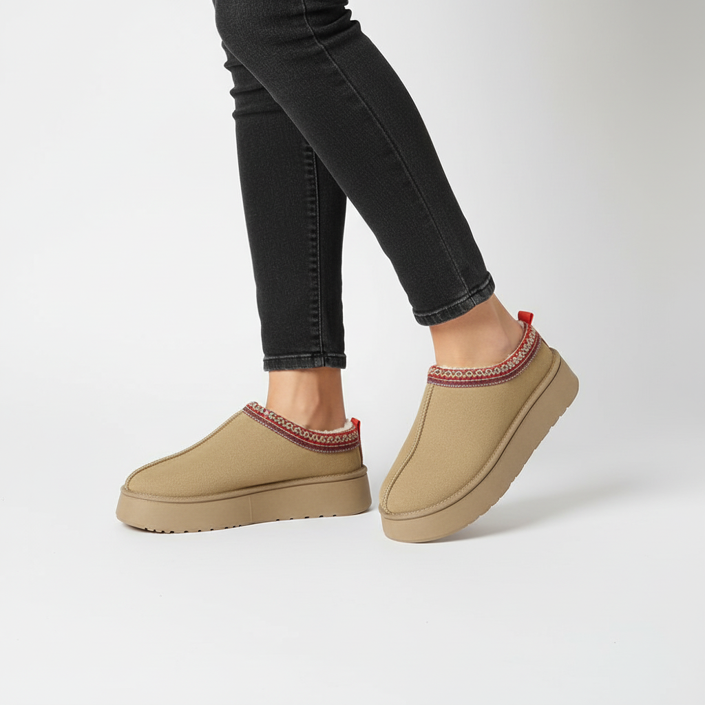 Wildlederlook huisschoenen met voering