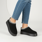 Wildlederlook huisschoenen met voering