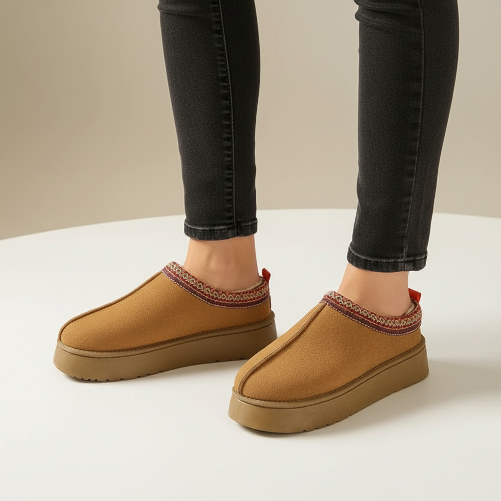 Wildlederlook huisschoenen met voering