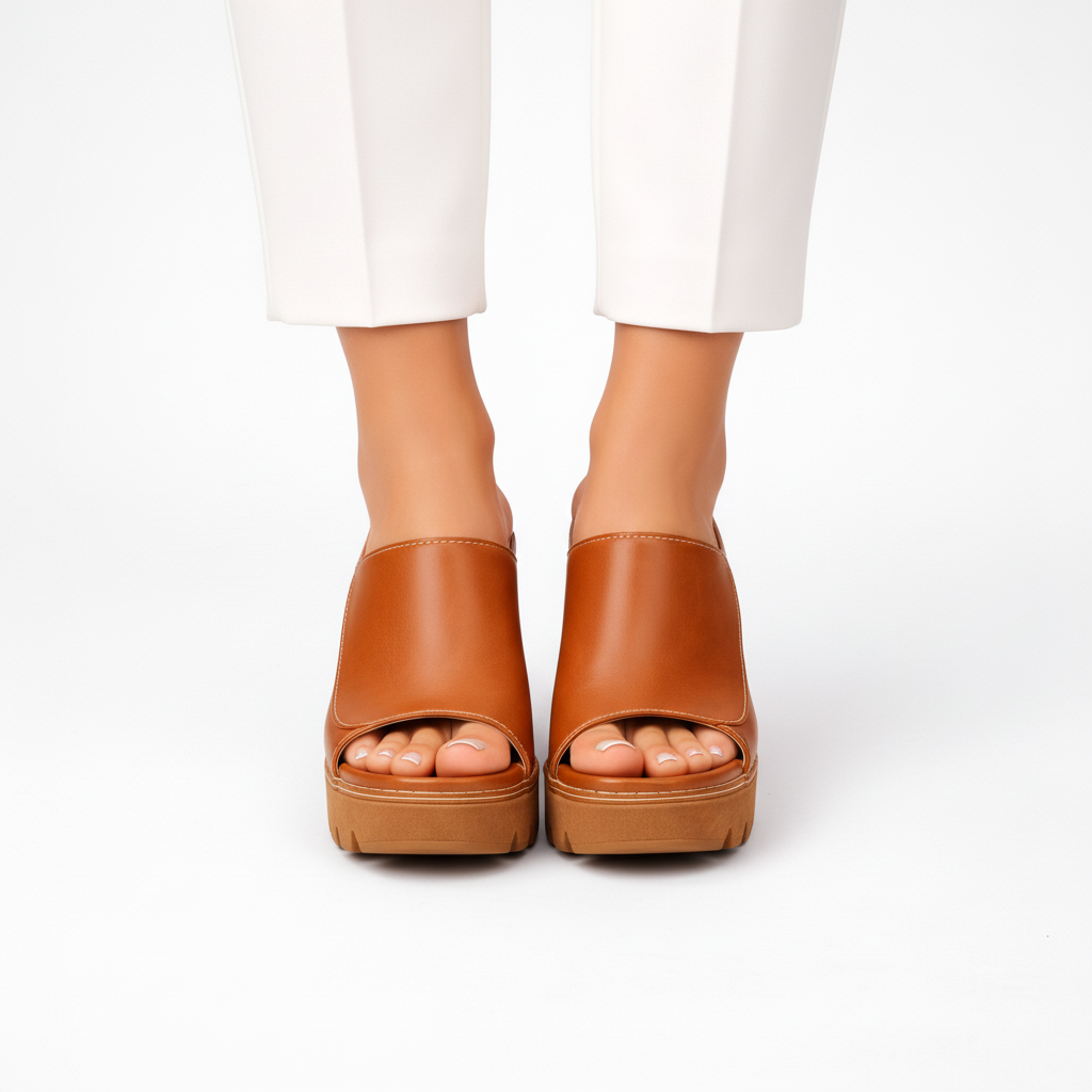 Damesplatformschoenen met brede hak en bandje