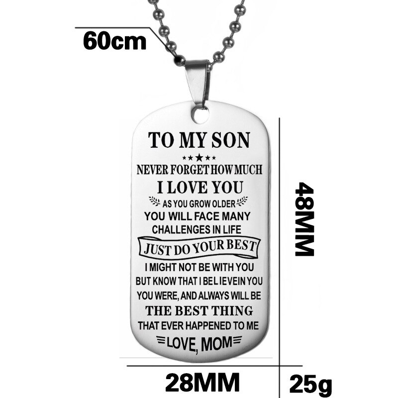 Aan mijn zoon hanger ketting