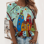 Licht dames T-shirt met print voor dagelijks gebruik en vakantie