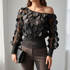 Gestructureerde transparante avondblouse